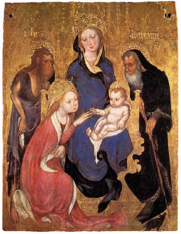 Michelino da Besozzo The Mystic Marriage of St Catherine, St John the Baptist, St Antony Abbot Norge oil painting art